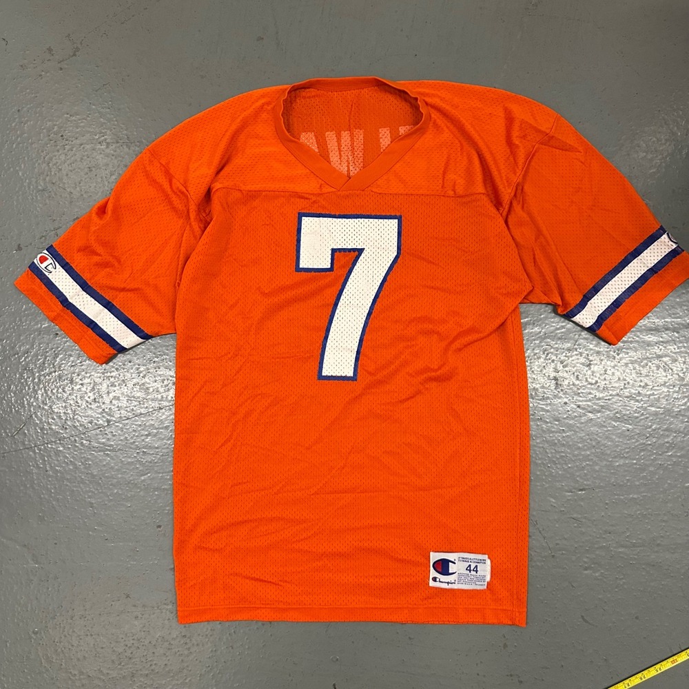 Vintage Champion Mens John Elway Denver Broncos Jersey 44 Orange Preowned Mesh